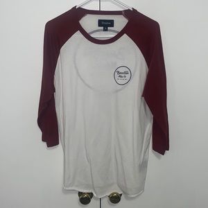 MAROON AND WHITE 3/4 SLEEVE T-SHIRT